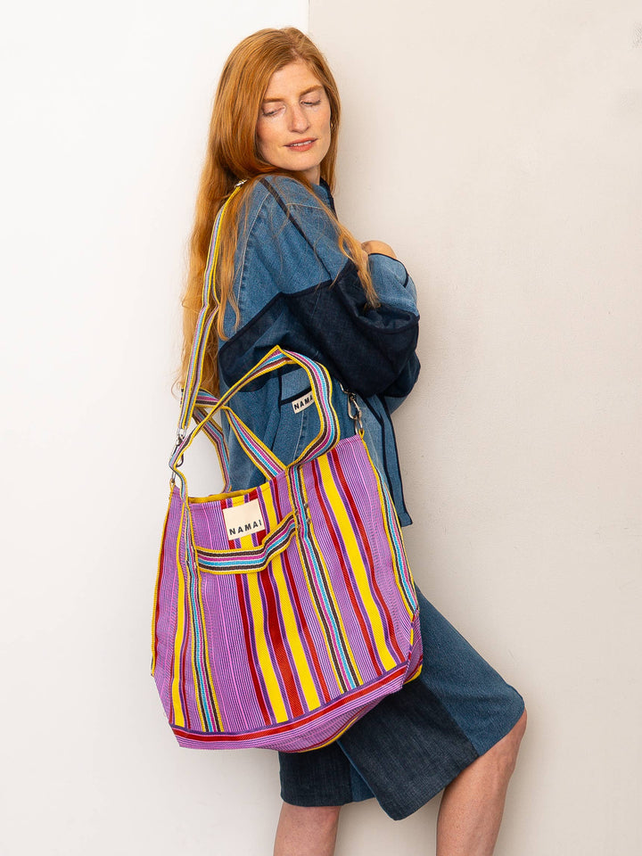 The Goa Recycled Nylon Travel Tote - Candy Stripe