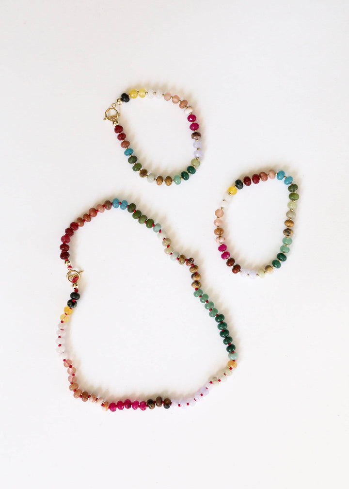 Sedona gemstone necklace shown with matching bracelets
