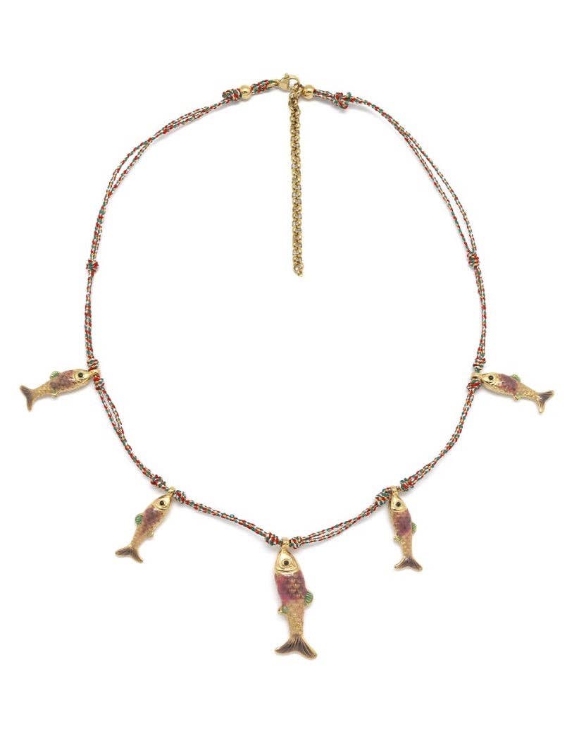 Five Enamel Gold Fish Necklace - Meadow CollectiveNecklace