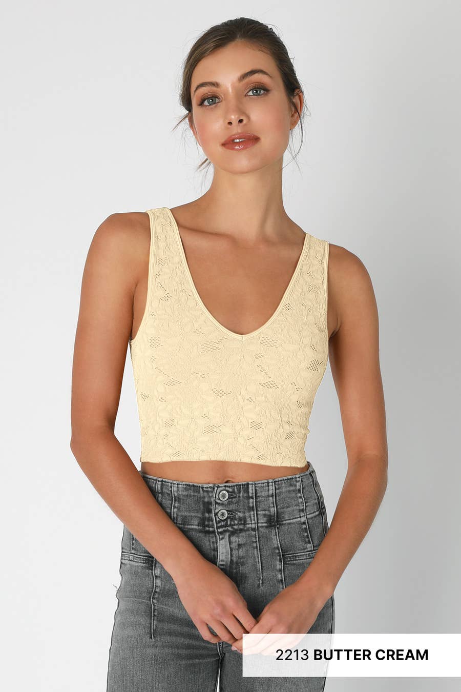 Floral Lace V Neck Top - Meadow Collectivetank top