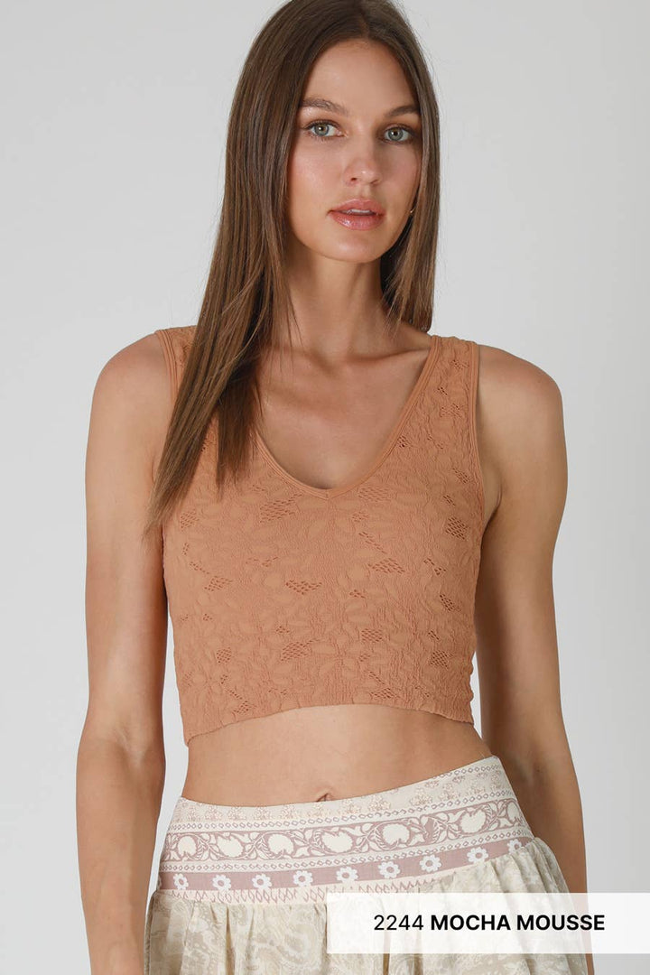 Floral Lace V Neck Top - Meadow Collectivetank top