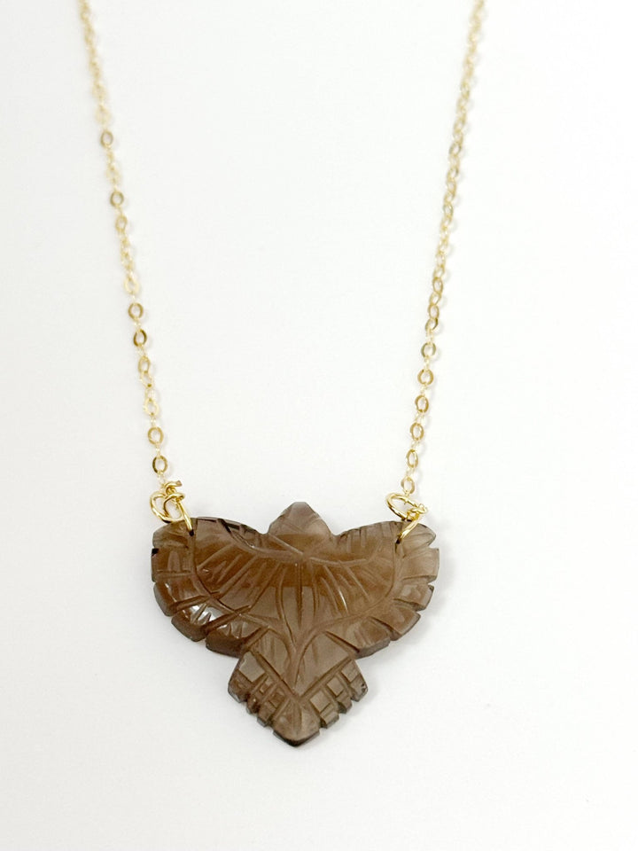 Free Bird Eagle Necklace – Hand - Carved Smoky Quartz &amp; 18k Gold Vermeil - Meadow CollectiveNecklace