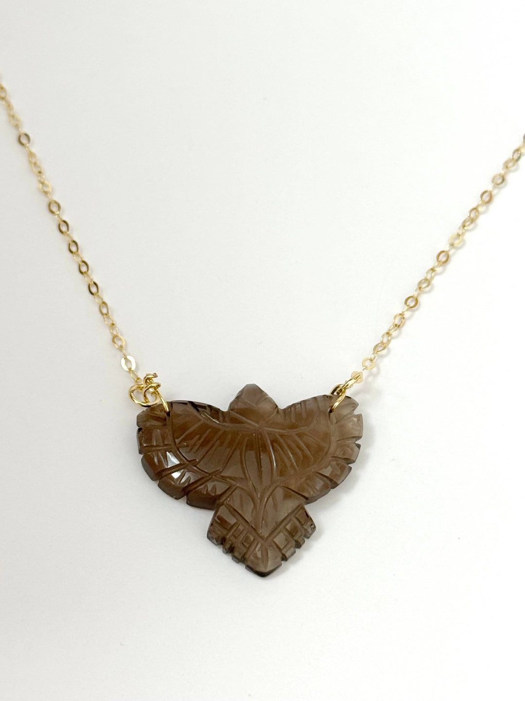 Free Bird Eagle Necklace – Hand - Carved Smoky Quartz & 18k Gold Vermeil - Meadow CollectiveNecklace