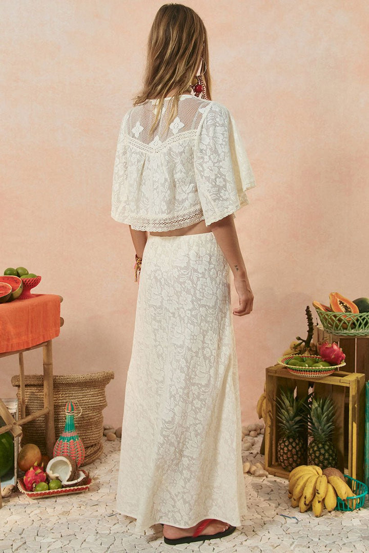 Free Love Lace Bias Skirt Vintage Cream - Meadow CollectiveMaxi Skirt