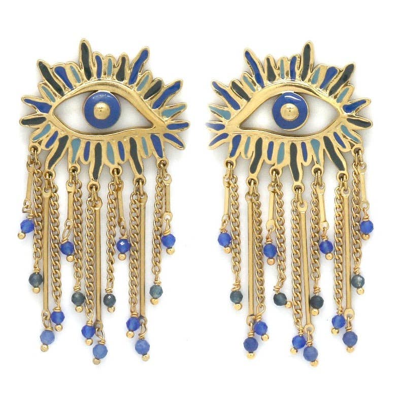 Fringe Blue Eyes Dangle Earrings - Meadow Collectiveearrings
