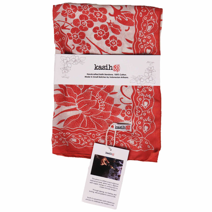 Fully Hand Drawn Batik Tulis Bandana, Lotus Blossom - Meadow Collectivebandana