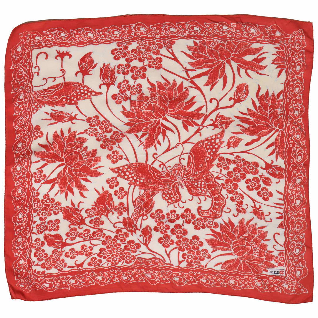 Fully Hand Drawn Batik Tulis Bandana, Lotus Blossom - Meadow Collectivebandana