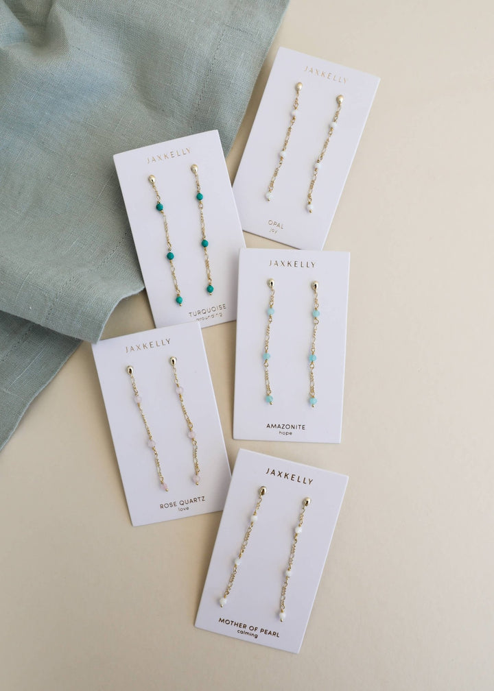 Gemstone Chain Drop Earring - White Opal - Meadow Collectiveearrings
