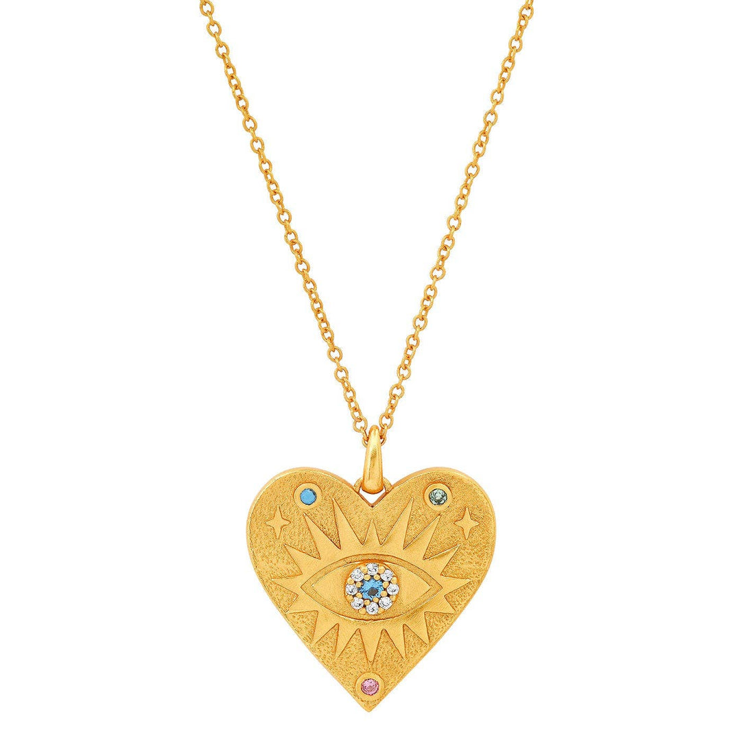 Gold Heart Evil Eye Necklace - Meadow Collectivenecklace