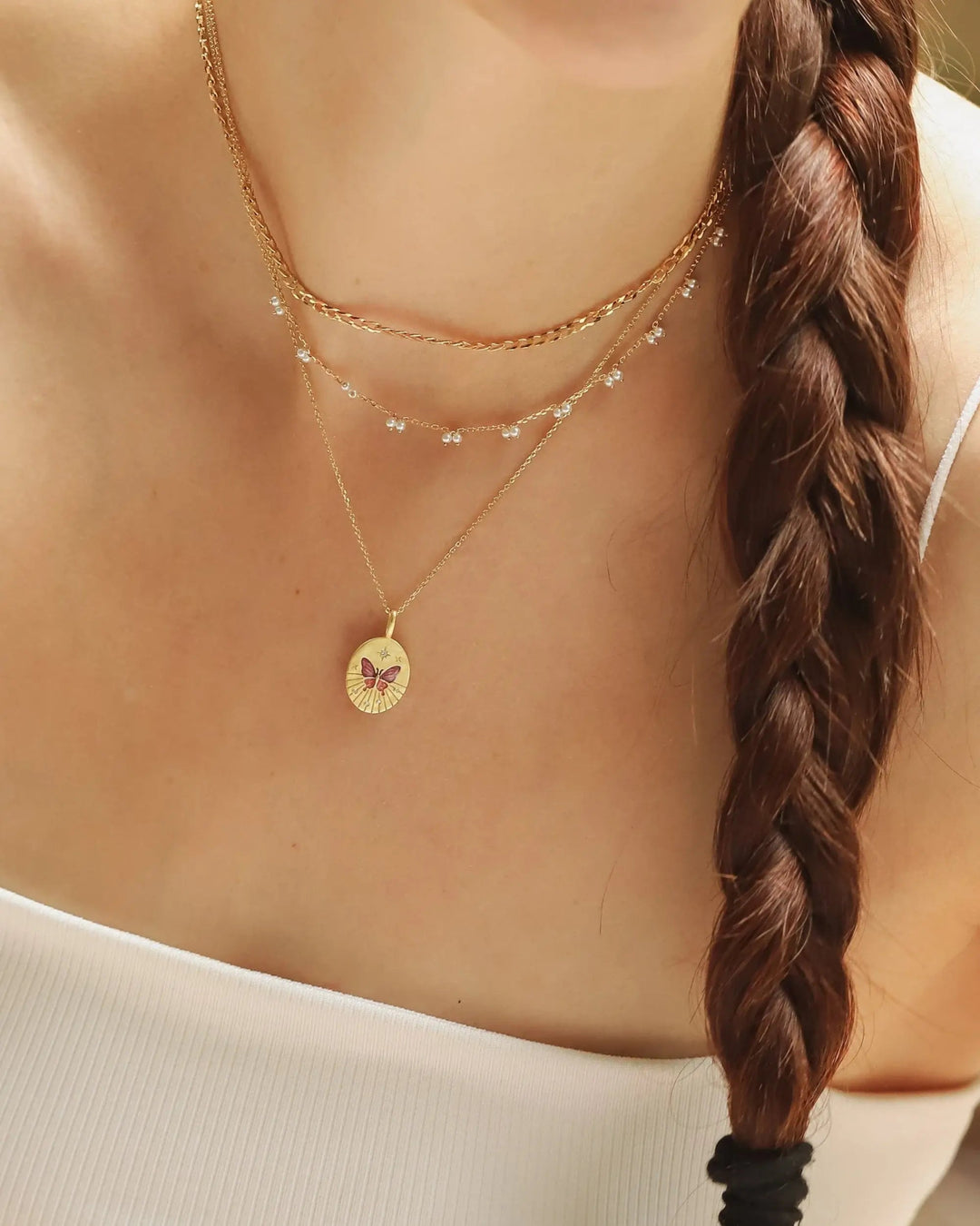 Gold Vermeil Butterfly Coin Pendant Necklace - Meadow CollectiveNecklace