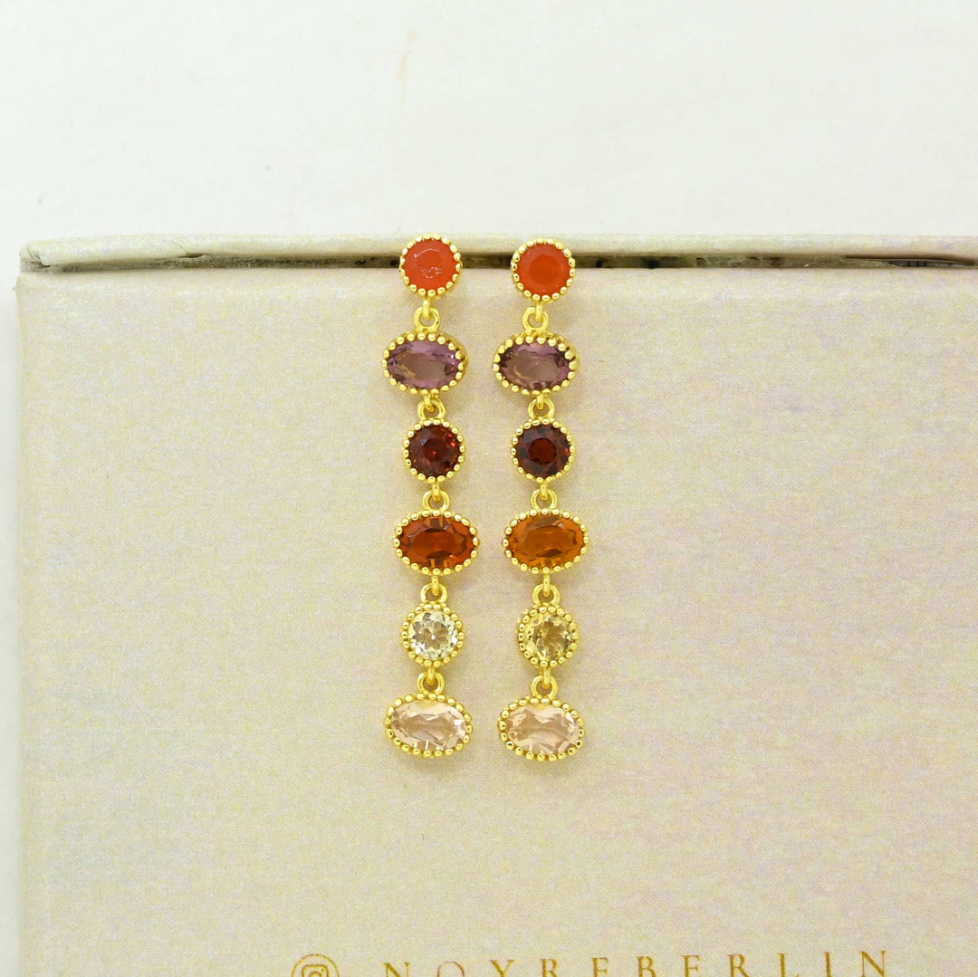 Grecia Earring Gold Plated - Carnelian, Hessonite & Garnet - Meadow Collectiveearrings