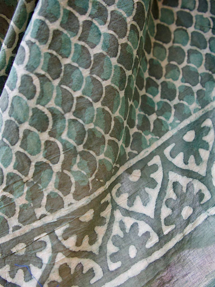 Guava Organic Cotton Sarong - Sage Scales Hand Block Print - Meadow Collectivesarong
