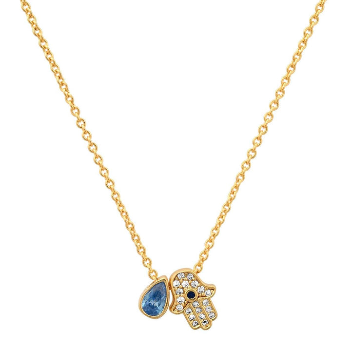 Hamsa and Pear Shaped Stone Necklace - Meadow CollectiveNecklace