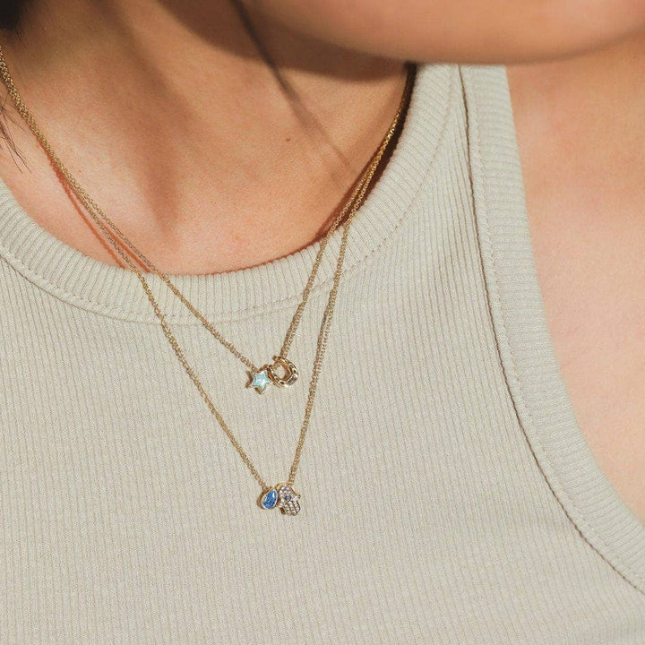 Hamsa and Pear Shaped Stone Necklace - Meadow CollectiveNecklace