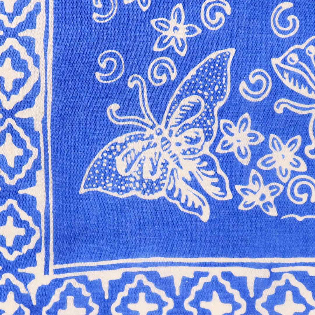 Hand Dyed Batik Bandana, 100% Soft Cotton, Azure Butterflies, Blue, Periwinkle - Meadow Collectivebandana