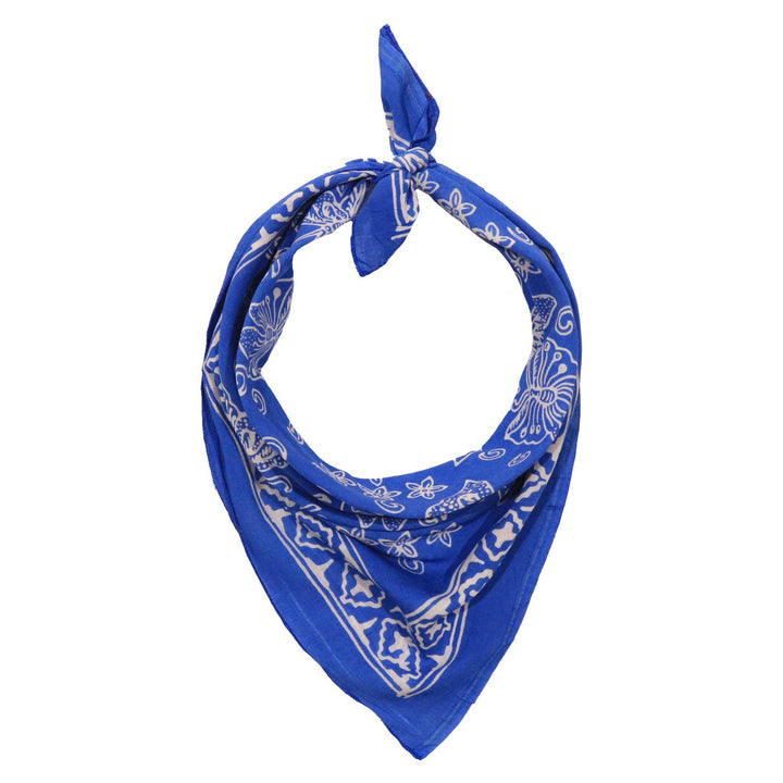 Hand Dyed Batik Bandana, 100% Soft Cotton, Azure Butterflies, Blue, Periwinkle - Meadow Collectivebandana