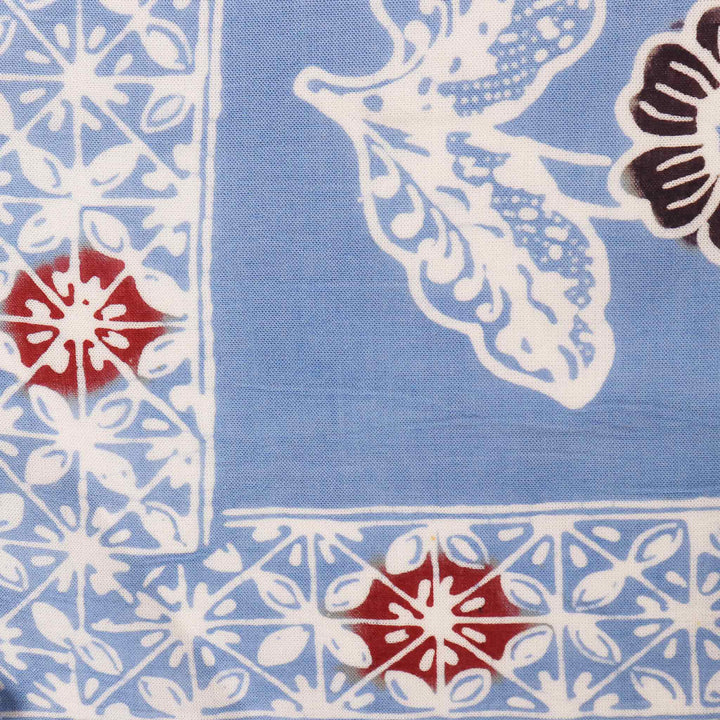 Hand Dyed Batik Bandana, 100% Soft Cotton, BAN0270, Blue, Red, Floral - Meadow Collectivebandana