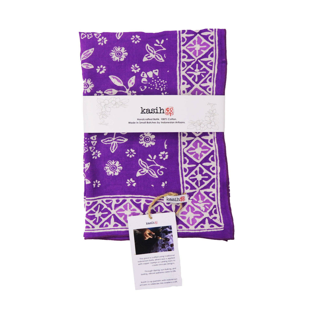 Hand Dyed Batik Bandana, 100% Soft Cotton, Berry Sprig, Purple, Lilac - Meadow Collectivebandana