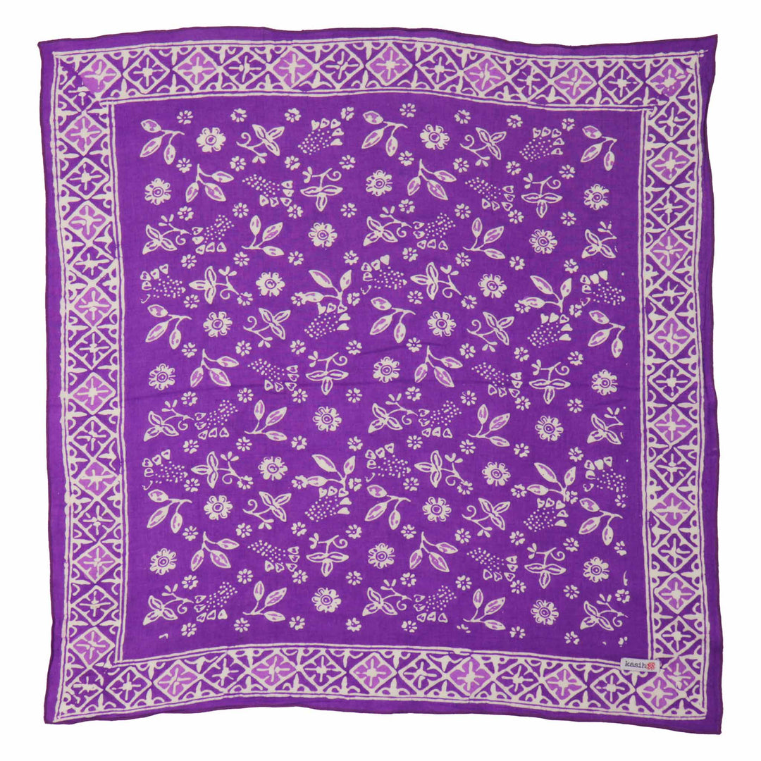 Hand Dyed Batik Bandana, 100% Soft Cotton, Berry Sprig, Purple, Lilac - Meadow Collectivebandana