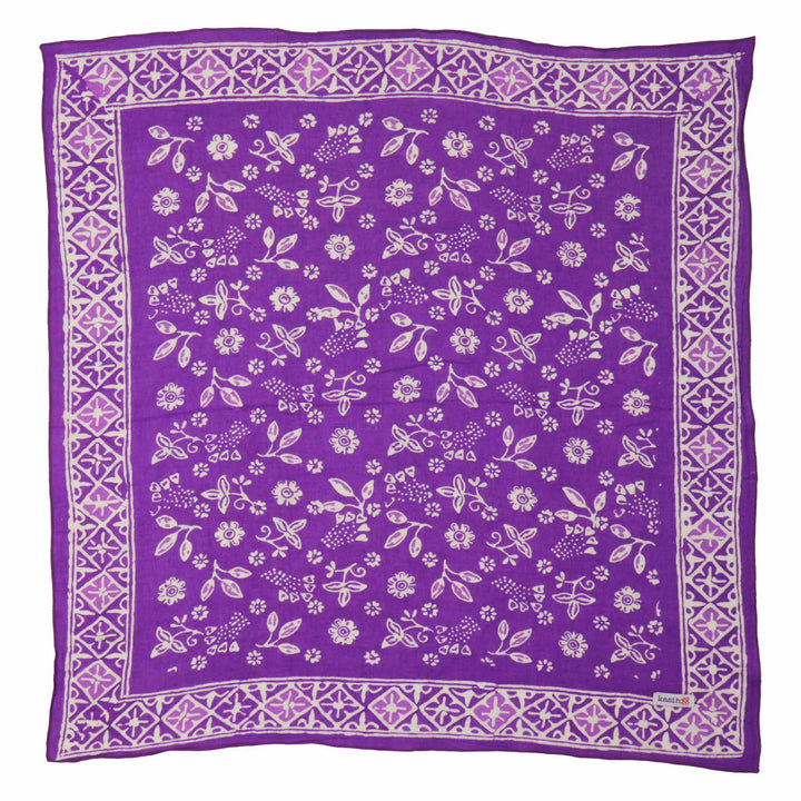 Hand Dyed Batik Bandana, 100% Soft Cotton, Berry Sprig, Purple, Lilac - Meadow Collectivebandana