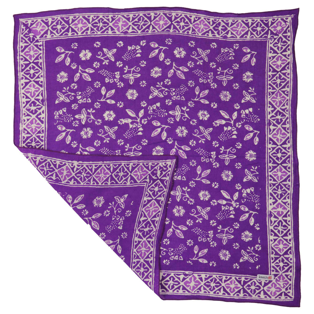 Hand Dyed Batik Bandana, 100% Soft Cotton, Berry Sprig, Purple, Lilac - Meadow Collectivebandana