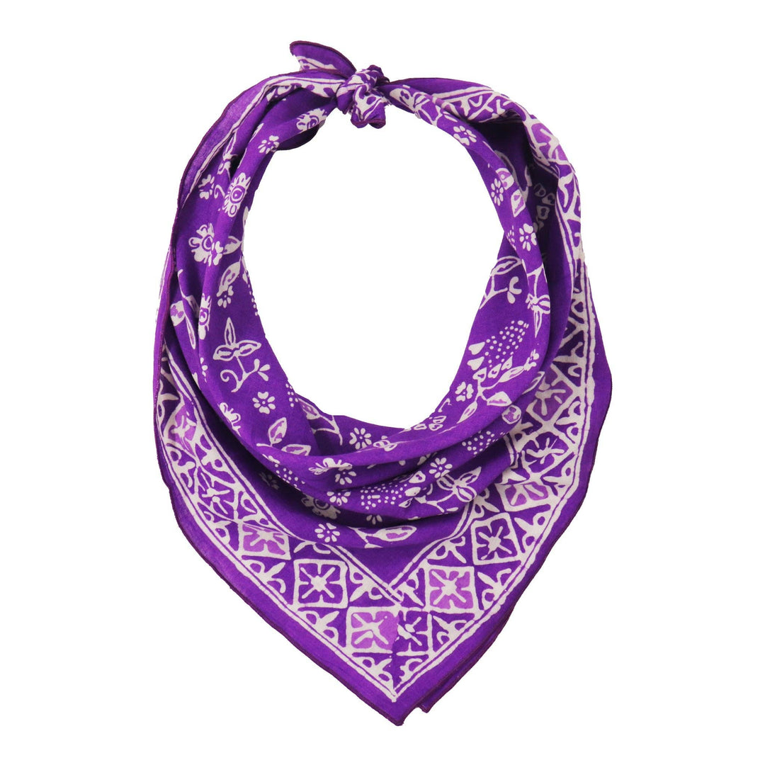 Hand Dyed Batik Bandana, 100% Soft Cotton, Berry Sprig, Purple, Lilac - Meadow Collectivebandana
