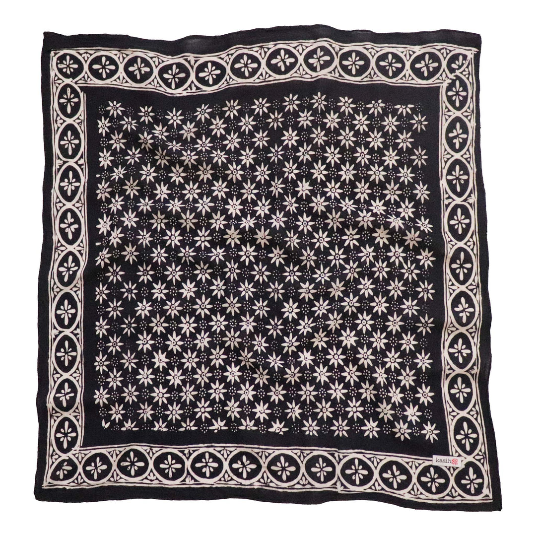 Hand Dyed Batik Bandana, 100% Soft Cotton, Black Mirage - Meadow Collectivebandana