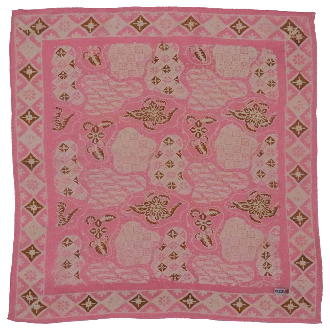 Hand Dyed Batik Bandana, 100% Soft Cotton, Blush Mosaic, Pink Brown, Fair Trade - Meadow Collectivebandana