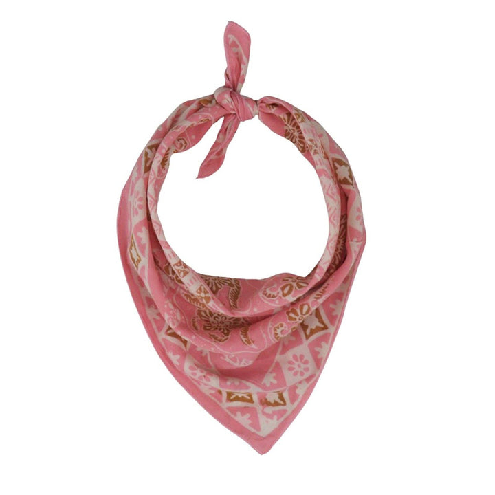 Hand Dyed Batik Bandana, 100% Soft Cotton, Blush Mosaic, Pink Brown, Fair Trade - Meadow Collectivebandana