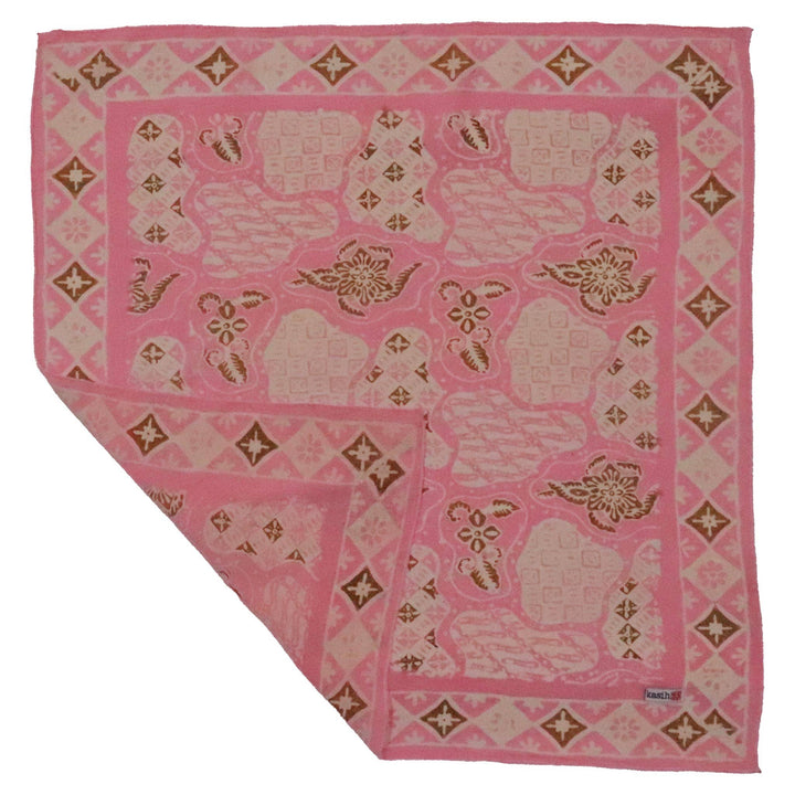 Hand Dyed Batik Bandana, 100% Soft Cotton, Blush Mosaic, Pink Brown, Fair Trade - Meadow Collectivebandana