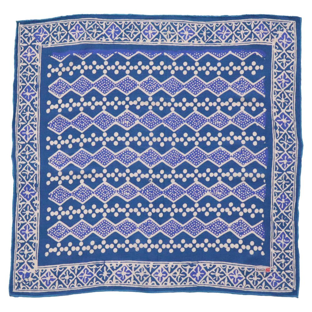 Hand Dyed Batik Bandana, 100% Soft Cotton, Diamond, Blue, White - Meadow Collectivebandana
