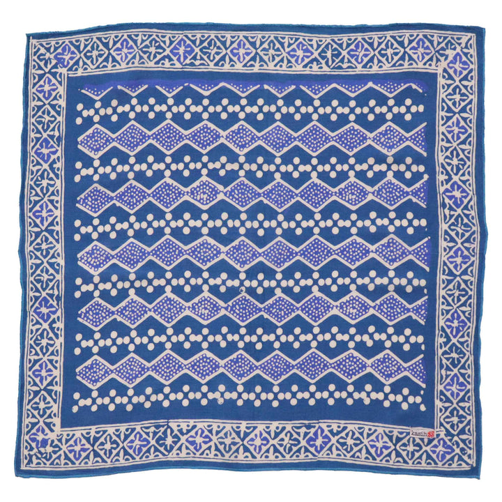 Hand Dyed Batik Bandana, 100% Soft Cotton, Diamond, Blue, White - Meadow Collectivebandana