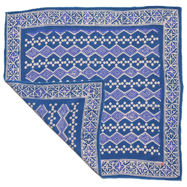 Hand Dyed Batik Bandana, 100% Soft Cotton, Diamond, Blue, White - Meadow Collectivebandana
