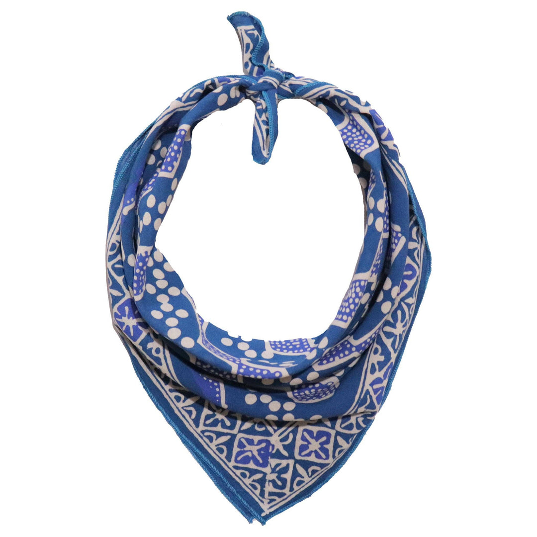 Hand Dyed Batik Bandana, 100% Soft Cotton, Diamond, Blue, White - Meadow Collectivebandana