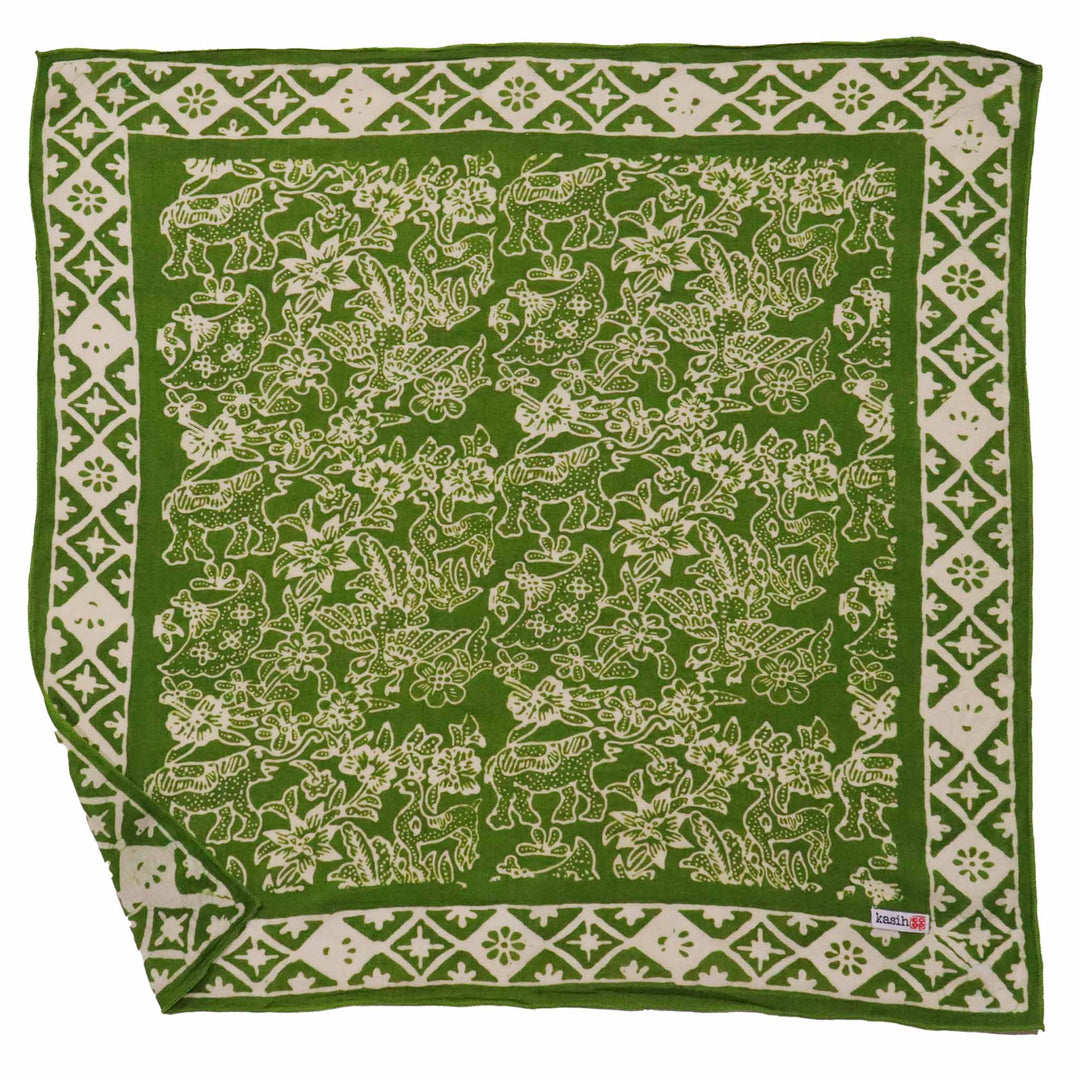 Hand Dyed Batik Bandana, 100% Soft Cotton, Green Serenity - Meadow Collectivebandana