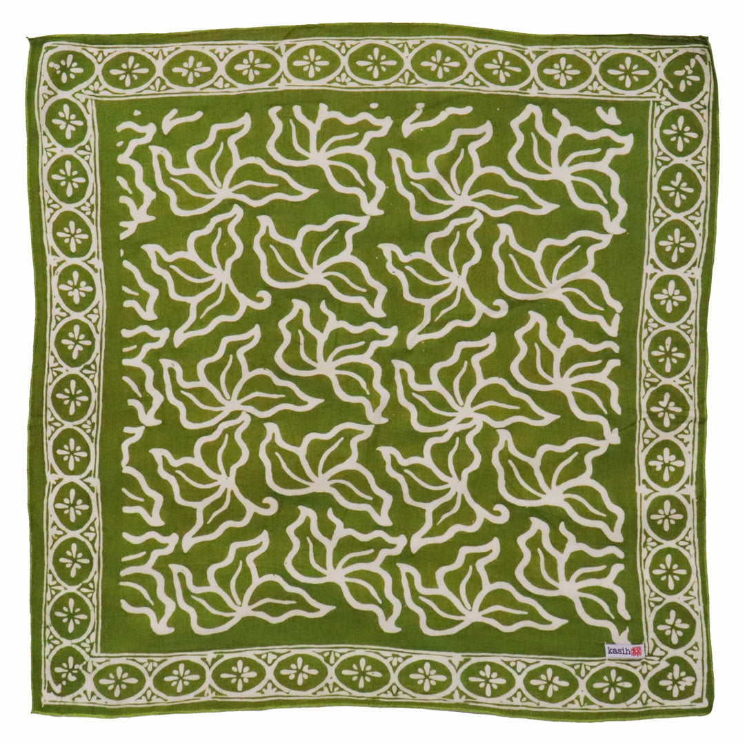 Hand Dyed Batik Bandana, 100% Soft Cotton, Jade Jungle in Olive - Meadow Collectivebandana