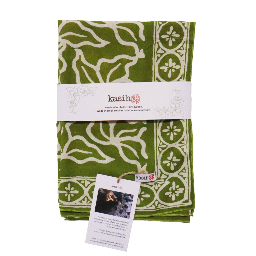 Hand Dyed Batik Bandana, 100% Soft Cotton, Jade Jungle in Olive - Meadow Collectivebandana