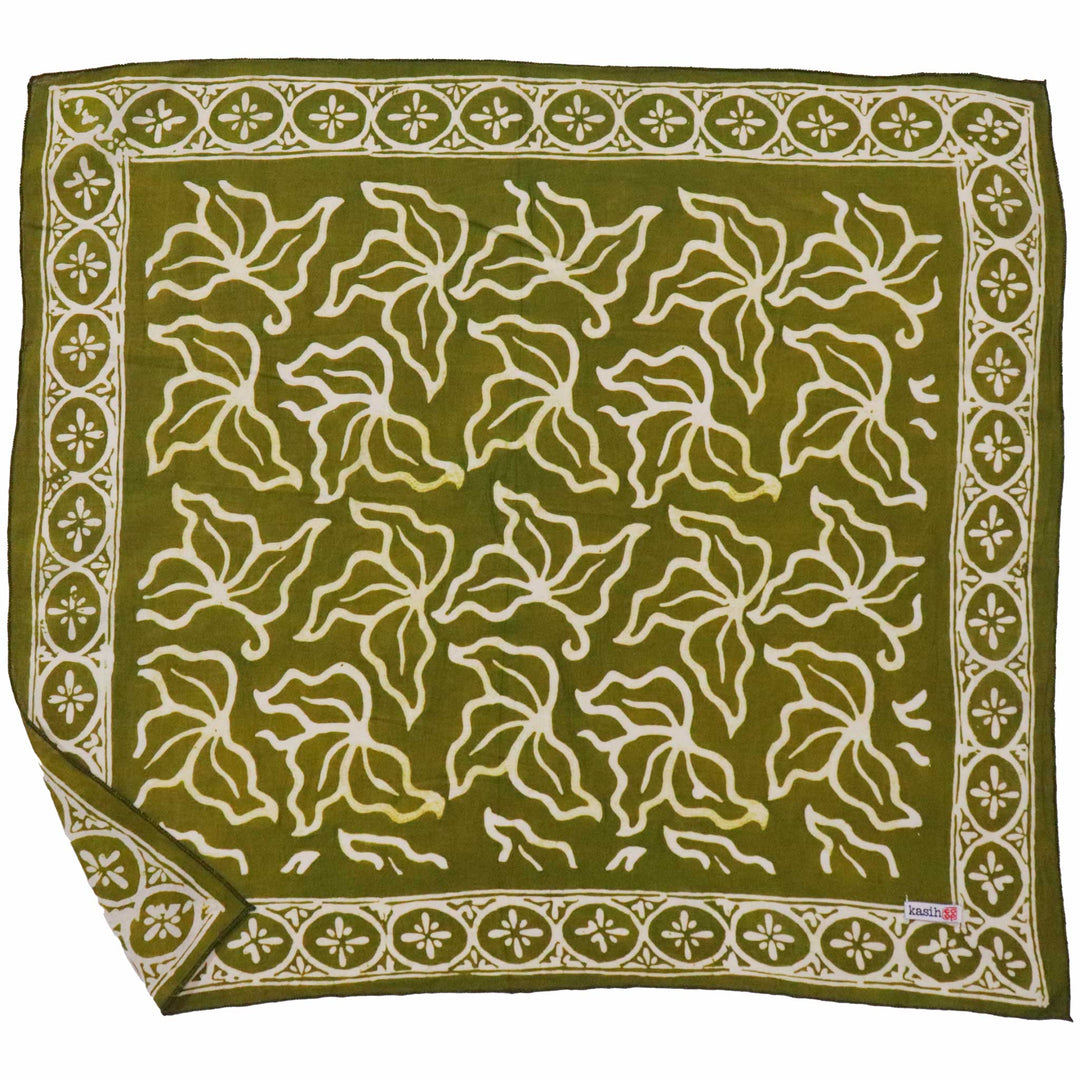 Hand Dyed Batik Bandana, 100% Soft Cotton, Jade Jungle in Olive - Meadow Collectivebandana