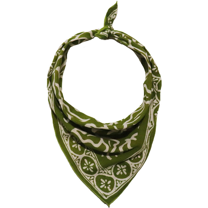 Hand Dyed Batik Bandana, 100% Soft Cotton, Jade Jungle in Olive - Meadow Collectivebandana