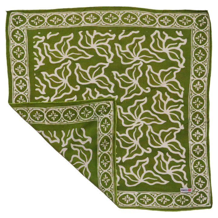 Hand Dyed Batik Bandana, 100% Soft Cotton, Jade Jungle in Olive - Meadow Collectivebandana