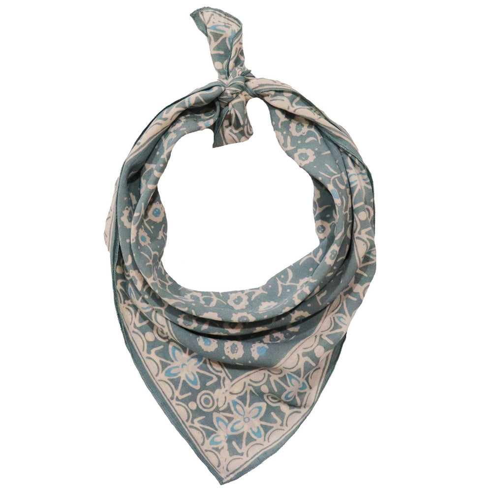 Hand Dyed Batik Bandana, 100% Soft Cotton, Java Petals, Gray, - Meadow Collectivebandana
