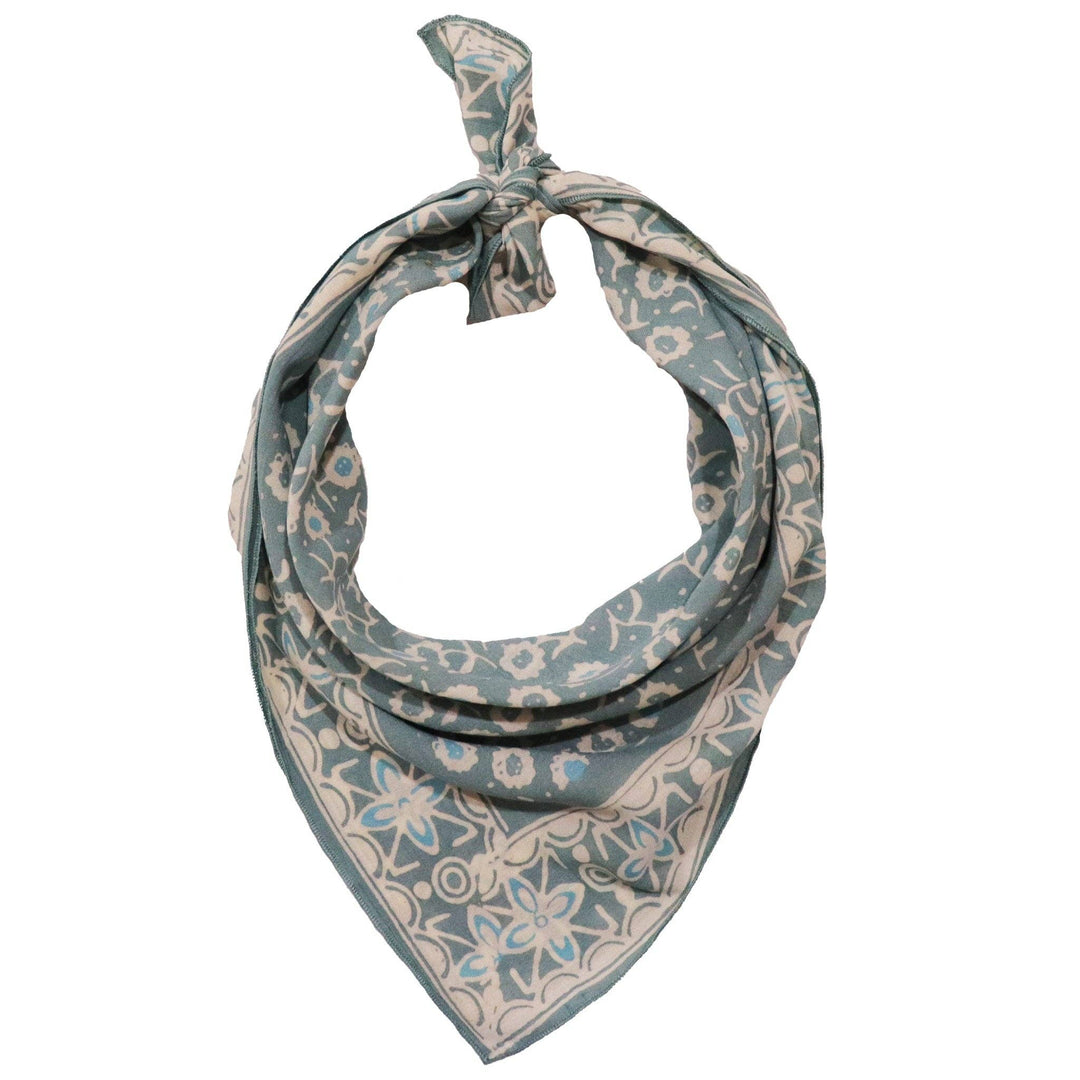 Hand Dyed Batik Bandana, 100% Soft Cotton, Java Petals, Gray, - Meadow Collectivebandana