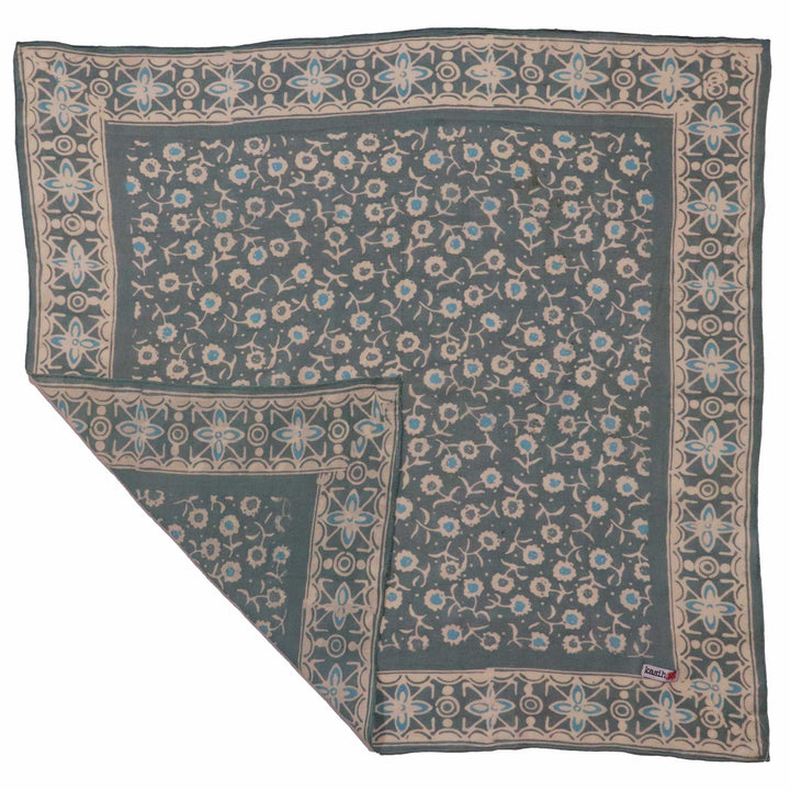 Hand Dyed Batik Bandana, 100% Soft Cotton, Java Petals, Gray, - Meadow Collectivebandana