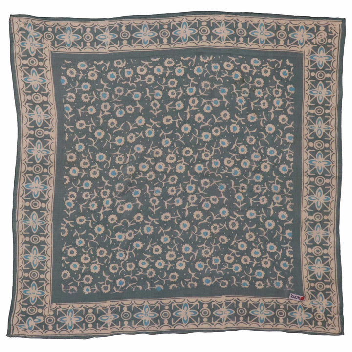 Hand Dyed Batik Bandana, 100% Soft Cotton, Java Petals, Gray, - Meadow Collectivebandana