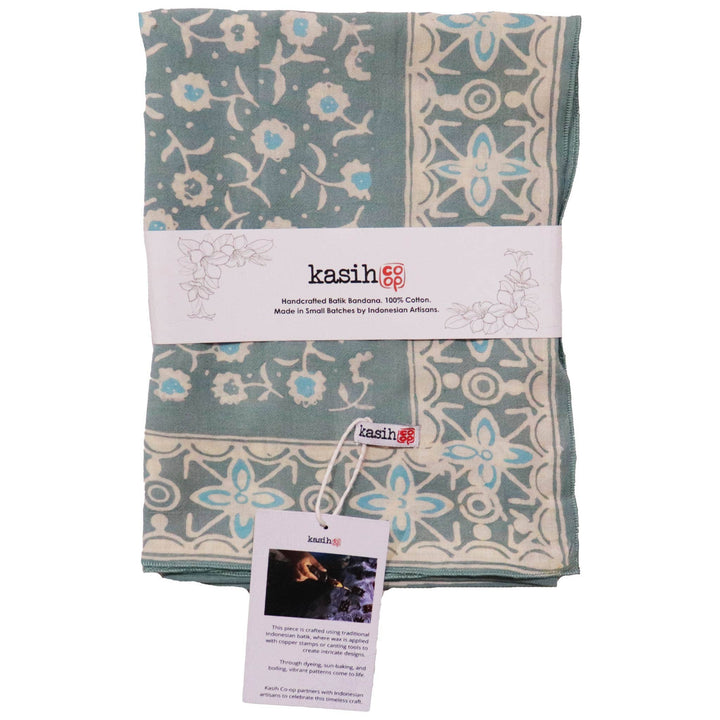 Hand Dyed Batik Bandana, 100% Soft Cotton, Java Petals, Gray, - Meadow Collectivebandana