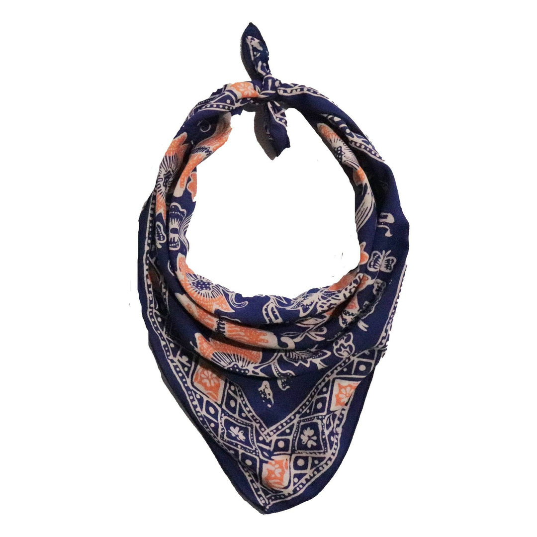 Hand Dyed Batik Bandana, 100% Soft Cotton, Passion Flutter, Blue, Peach - Meadow Collectivebandana