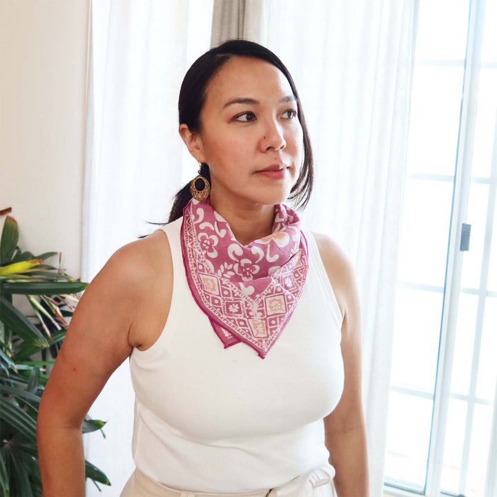 Hand Dyed Batik Bandana, 100% Soft Cotton, Plumeria - Meadow Collectivebandana