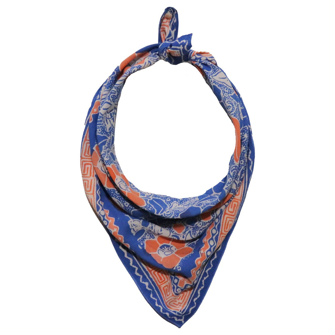 Hand Dyed Batik Bandana, 100% Soft Cotton, Sunset Sky, Blue, Orange - Meadow Collectivebandana
