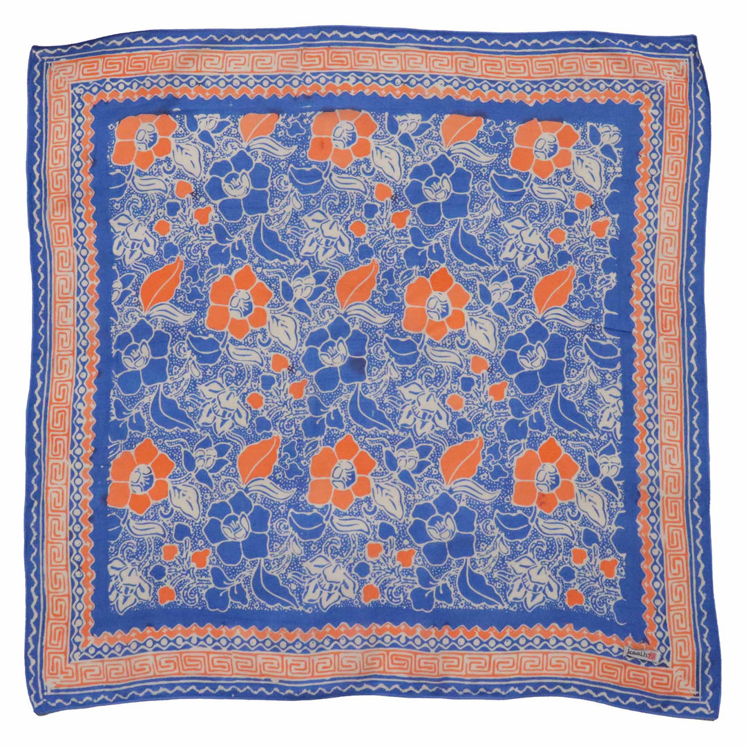 Hand Dyed Batik Bandana, 100% Soft Cotton, Sunset Sky, Blue, Orange - Meadow Collectivebandana