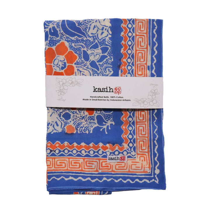 Hand Dyed Batik Bandana, 100% Soft Cotton, Sunset Sky, Blue, Orange - Meadow Collectivebandana